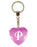 Initial Letter P Diamond Heart Keyring - Pink