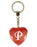 Initial Letter P Diamond Heart Keyring - Red