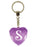 Initial Letter S Diamond Heart Keyring - Purple