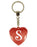 Initial Letter S Diamond Heart Keyring - Red