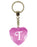 Initial Letter T Diamond Heart Keyring - Pink