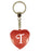 Initial Letter T Diamond Heart Keyring - Red