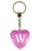 Initial Letter W Diamond Heart Keyring - Pink