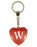 Initial Letter W Diamond Heart Keyring - Red