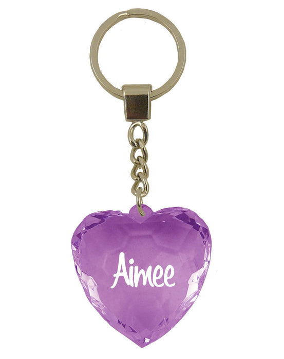 Aimee Diamond Heart Keyring - Purple