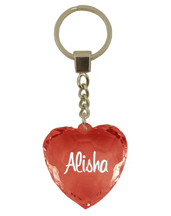 Alisha Diamond Heart Keyring - Red