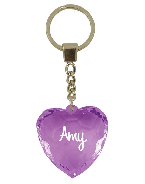 Amy Diamond Heart Keyring - Purple