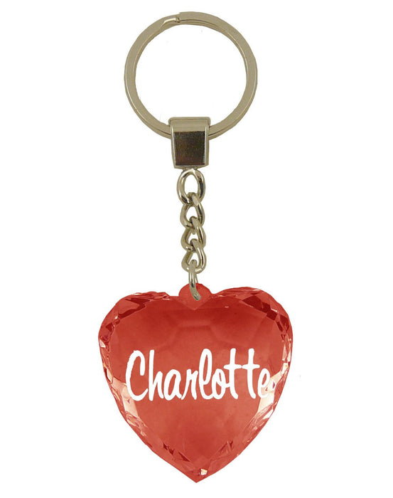 Charlotte Diamond Heart Keyring - Red