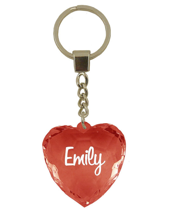 Emily Diamond Heart Keyring - Red