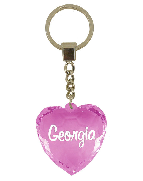 Georgia Diamond Heart Keyring - Pink