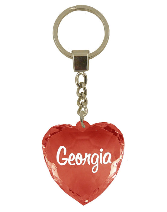 Georgia Diamond Heart Keyring - Red