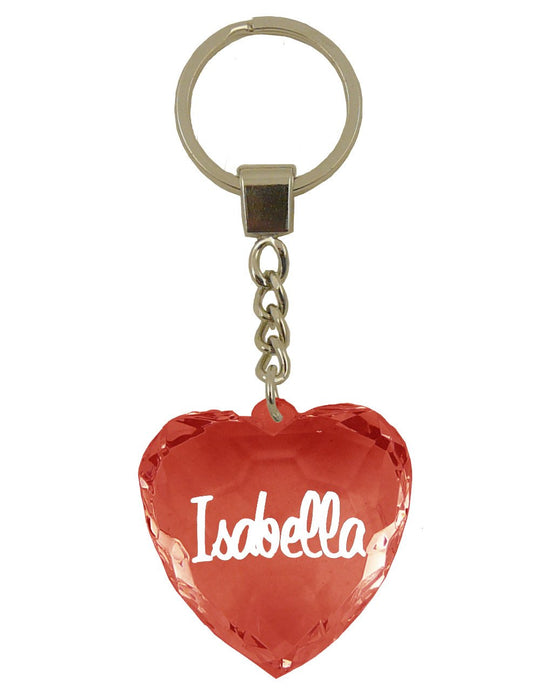 Isabella Diamond Heart Keyring - Red