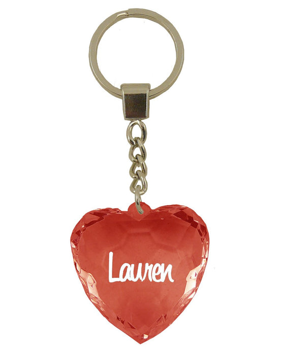 Lauren Diamond Heart Keyring - Red