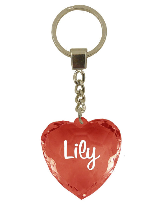 Lily Diamond Heart Keyring - Red