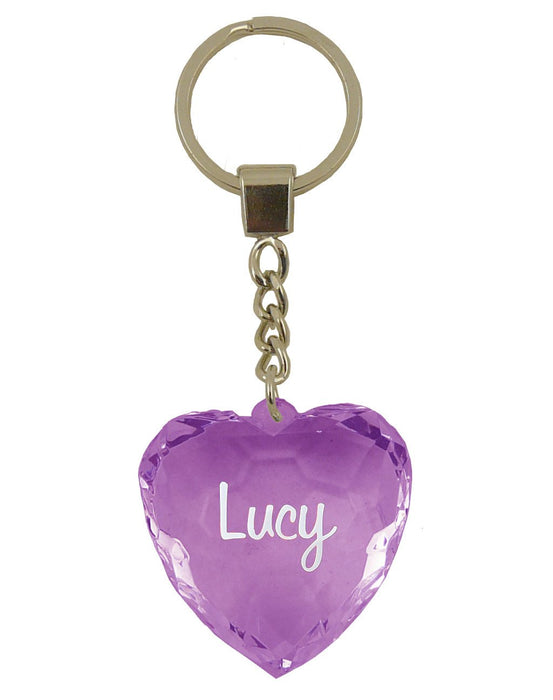 Lucy Diamond Heart Keyring - Purple