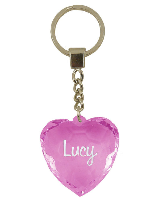 Lucy Diamond Heart Keyring - Pink