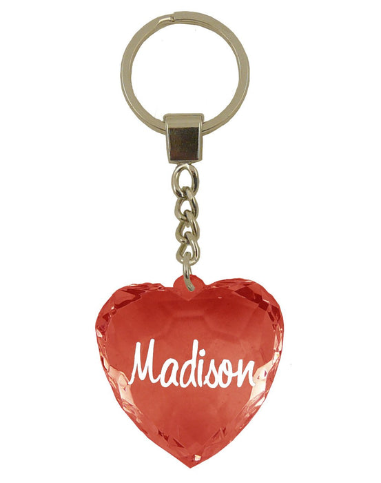Madison Diamond Heart Keyring - Red
