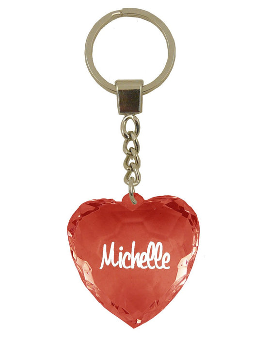Michelle Diamond Heart Keyring - Red