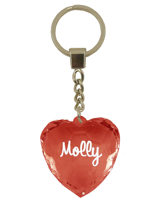 Molly Diamond Heart Keyring - Red