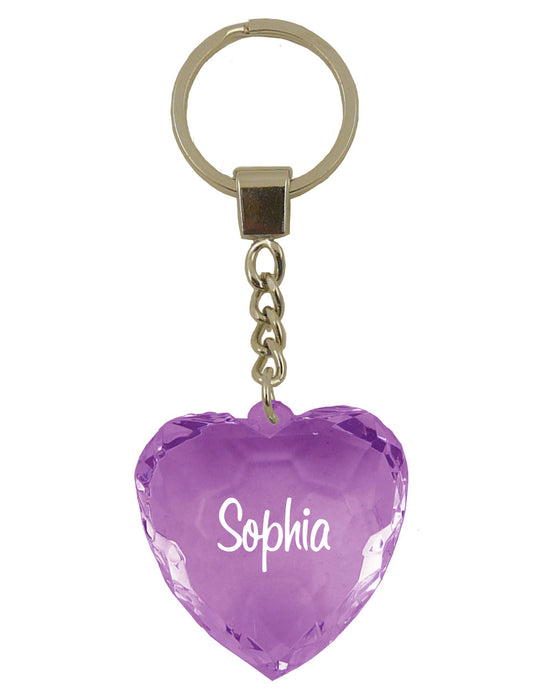 Diamond Heart Keyrings - Names and Letters M-Z