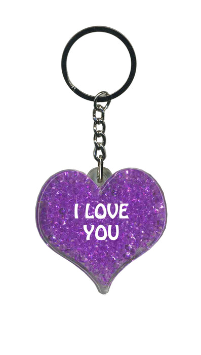 I Love You Itzy Glitzy Keyring - Purple