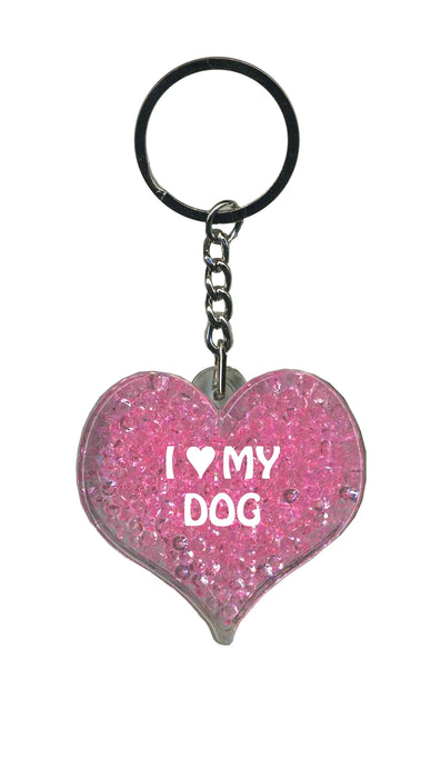 I Love My Dog Itzy Glitzy Keyring - Pink