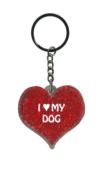 I Love My Dog Itzy Glitzy Keyring - Red