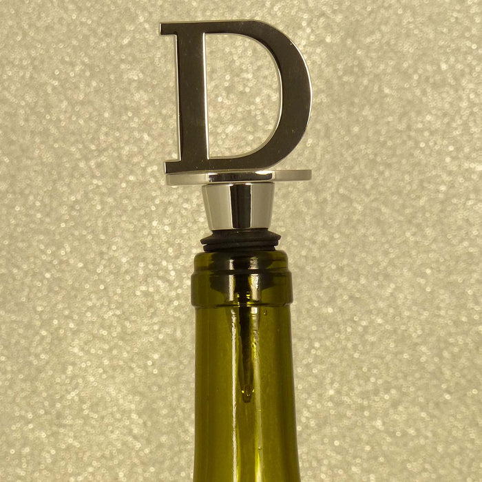 Chrome Bottle Stopper - Initial Letter