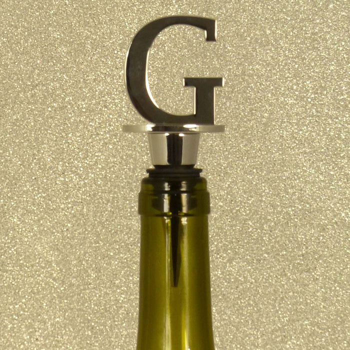 Chrome Bottle Stopper - Initial Letter