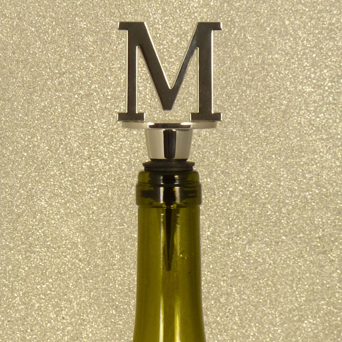 Chrome Bottle Stopper - Initial Letter