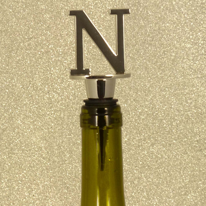 Chrome Bottle Stopper - Initial Letter