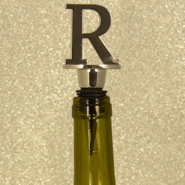Chrome Bottle Stopper - Initial Letter