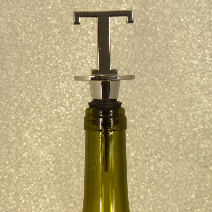 Chrome Bottle Stopper - Initial Letter