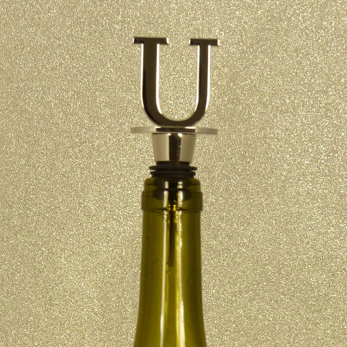 Chrome Bottle Stopper - Initial Letter