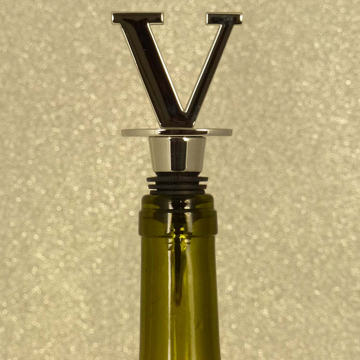 Chrome Bottle Stopper - Initial Letter