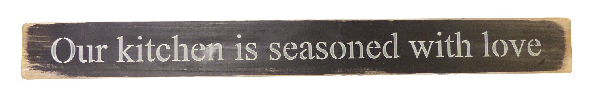 Long Wooden Sign - Our Kitchen Is Seasoned With Love