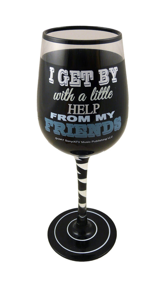 Lennon & McCartney Wine Glass - A Little Help From My Friends Black