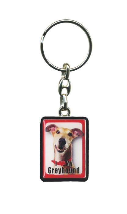 PEK036 Pet Dog Keyring - Greyhound