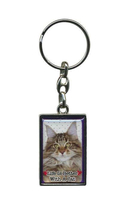 PEK086 Pet Cat Keyring - Maine Coon