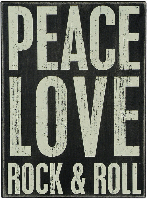 Primitives Box Sign -  Peace Love Rock & Roll
