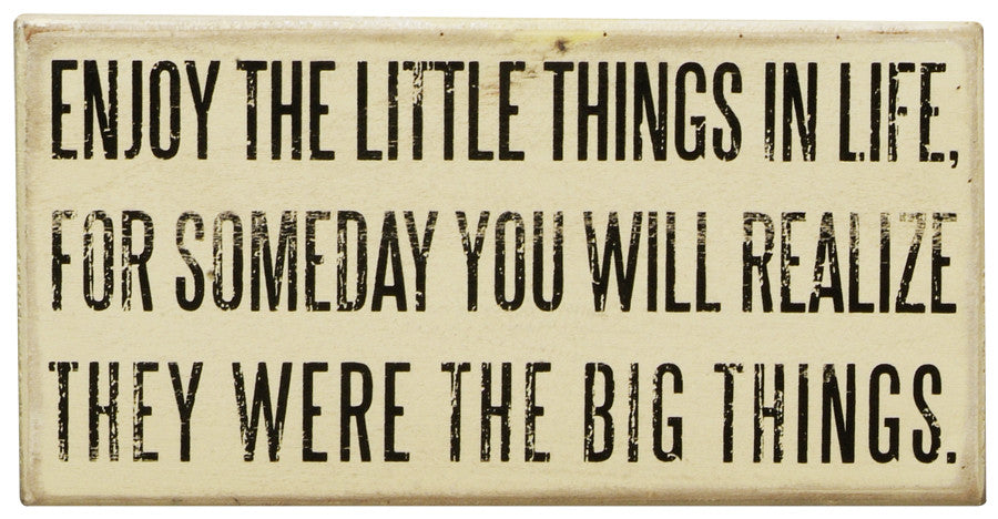 Primitives White Box Sign - Enjoy the Little Things