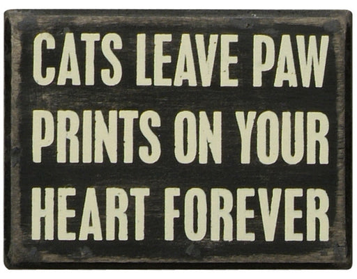 PK084 Primitives Box Sign - Cats Leave Paw Prints