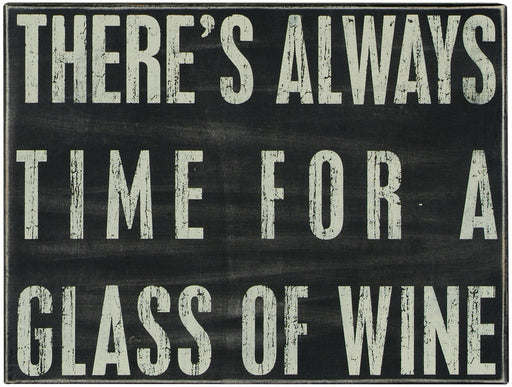 Primitives Box Sign - Time For A Glass Of Wine