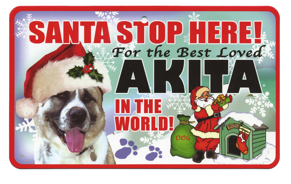 PSS002 Santa Stop Here Sign - Alaskan Malamute
