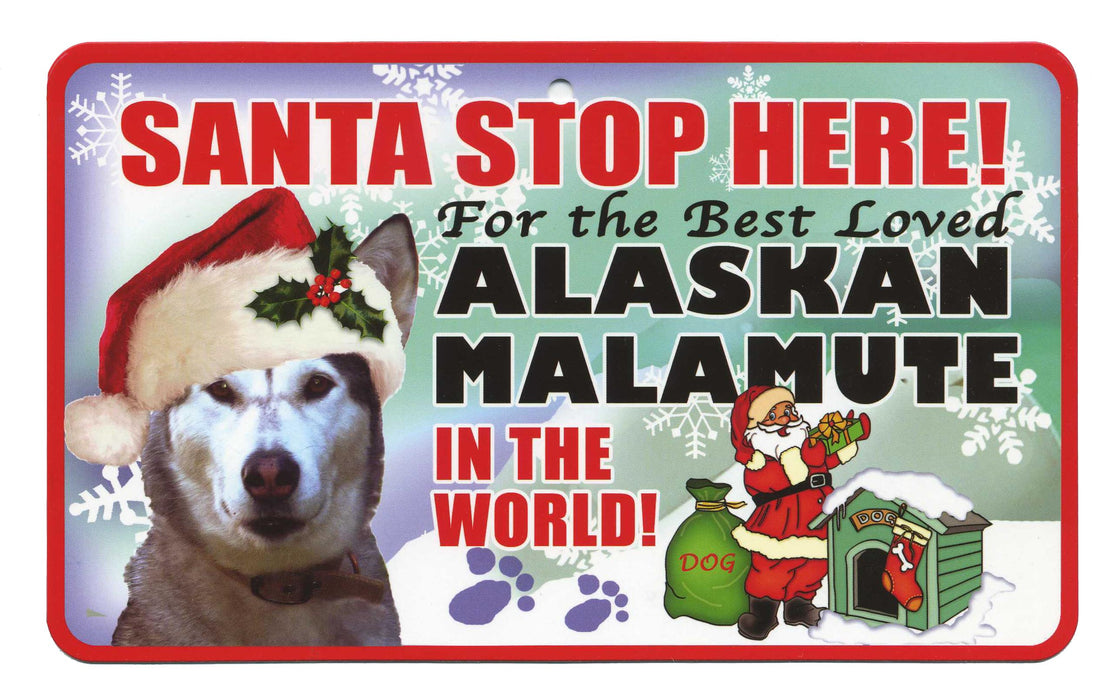 PSS003 Santa Stop Here Sign - Basset Hound