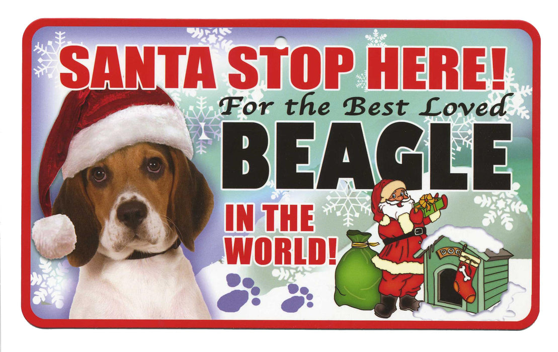 PSS005 Santa Stop Here Sign - Bedlington Terrier