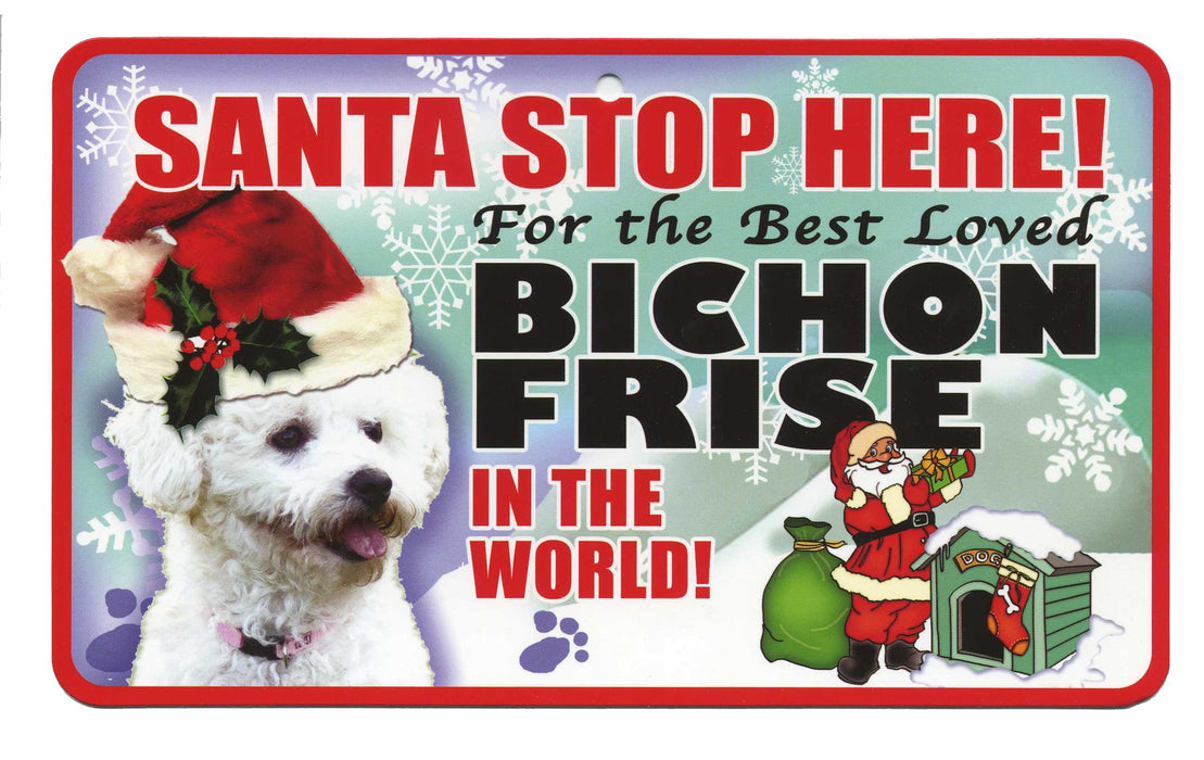 PSS008 Santa Stop Here Sign - Border Collie