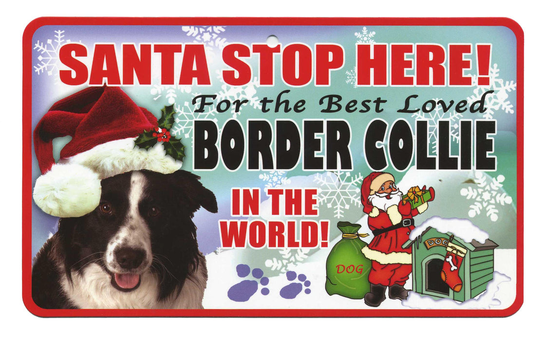 PSS009 Santa Stop Here Sign - Border Terrier