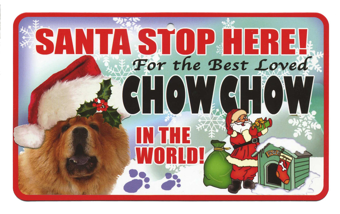PSS021 Santa Stop Here Sign - Rough Collie