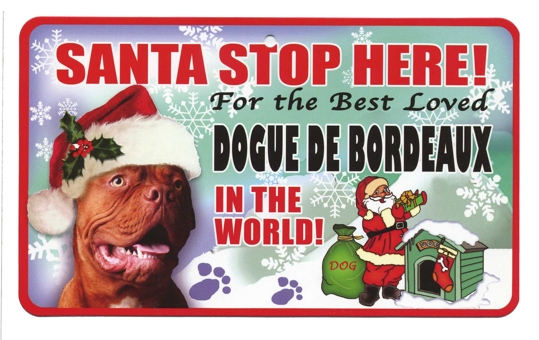 PSS028 Santa Stop Here Sign - English Bull Terrier
